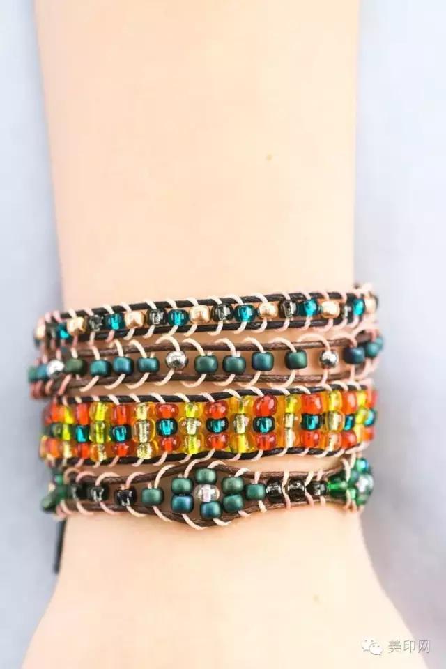 小众欧美复古串珠手链教程,珠子diy手链图片波西米亚风