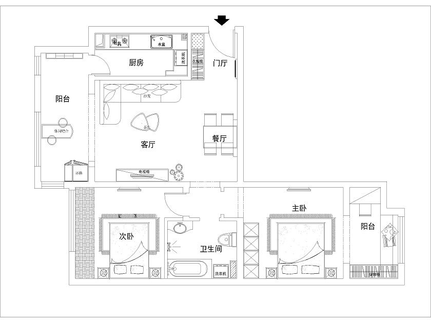 北京二手房翻新-海棠湾89平简约而不简单装修