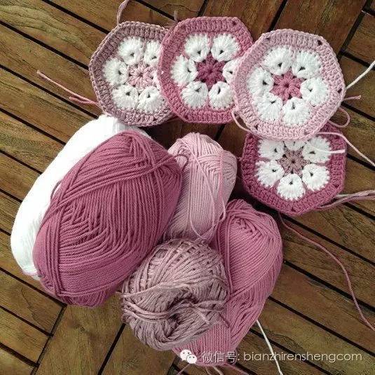 钩针方格非洲菊图解,非洲菊拼花的钩针图解