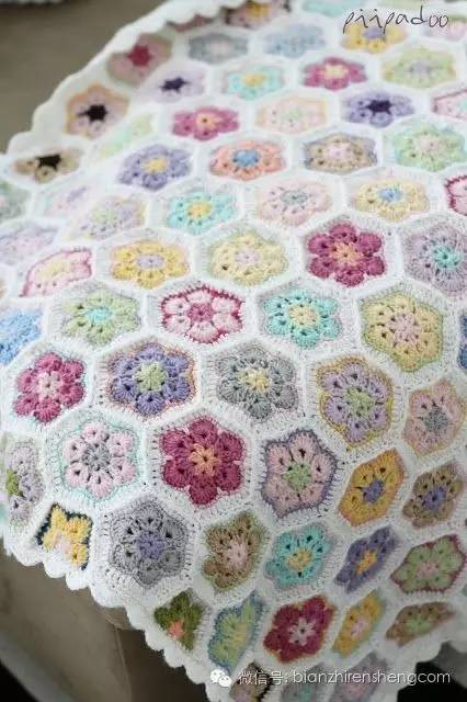 钩针方格非洲菊图解,非洲菊拼花的钩针图解