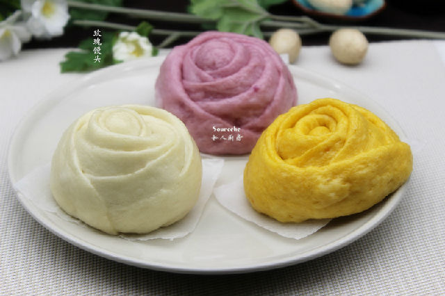 多彩馒头图片,玫瑰馒头花样