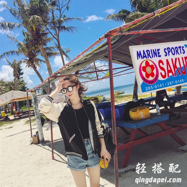 棒球衣女外套穿搭,棒球衣外套女高腰