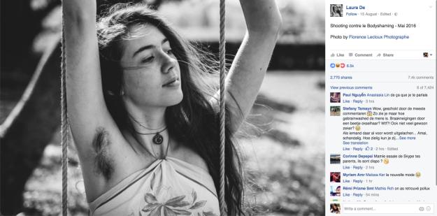 女孩在网上po出了自拍照，她的腋窝火了