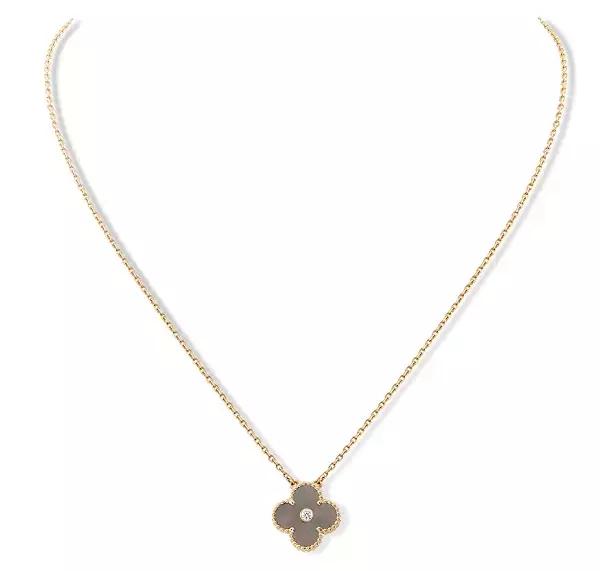 vca四叶草带钻项链系列,vca梵克雅宝四叶草项链