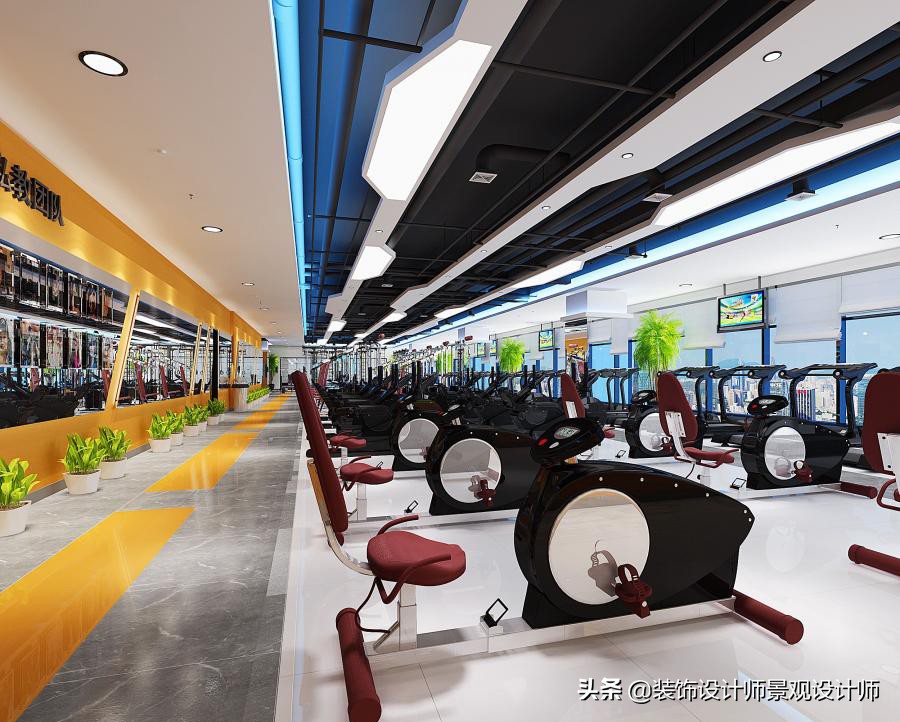 公司健身房设计效果图,书房健身房二合一设计效果图
