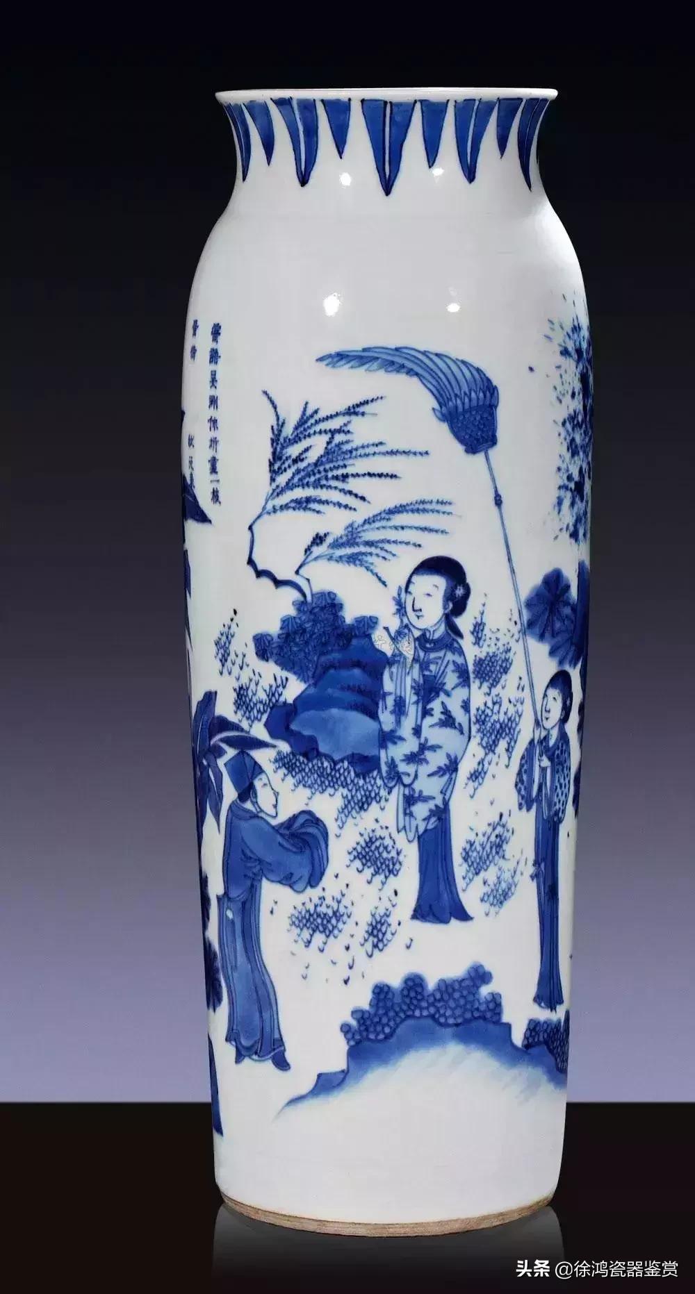 明崇祯青花山水瓷器,明崇祯鹿纹青花瓷器