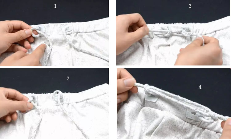 裤腰绳怎么打结最方便,裤腰绳弹力绳打结方法