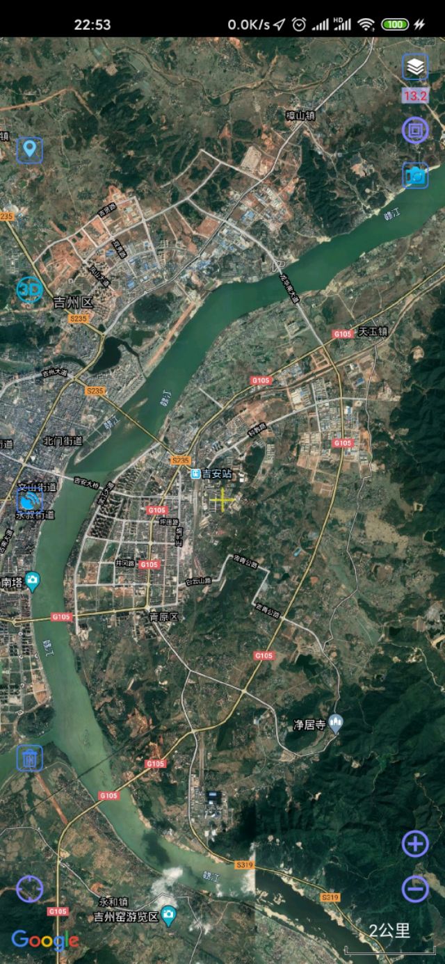 吉安市十县两区一县级市城区城建面积直观对比（同一比例尺下）