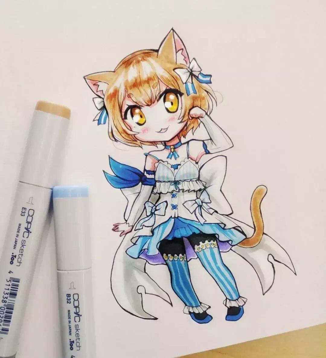 可爱动漫人物手绘马克笔,马克笔好看的动漫人物