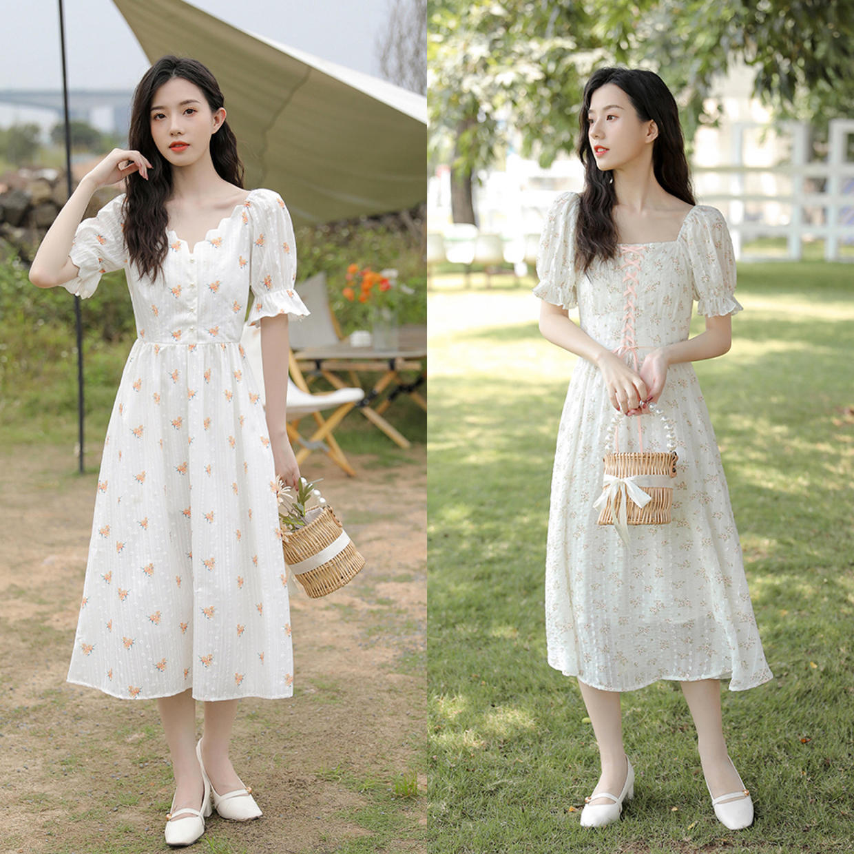 2023年春夏时尚碎花减龄连衣裙,今年夏天又流行起来的碎花连衣裙