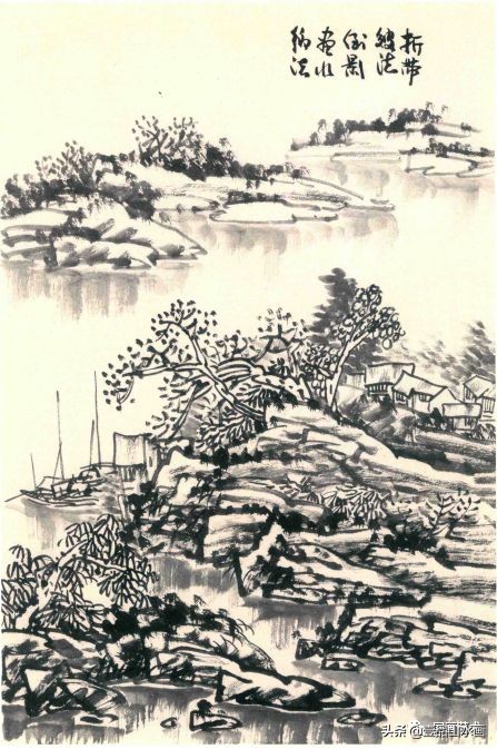 远山近水山水画,山水画的水怎么画
