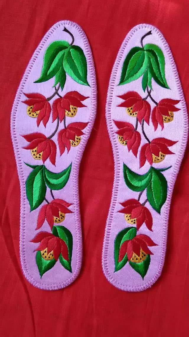 老式鞋垫60后的图案,46码刺绣鞋垫成品