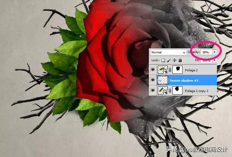 ps怎么把玫瑰变成金黄色,ps蝴蝶和鲜花合成