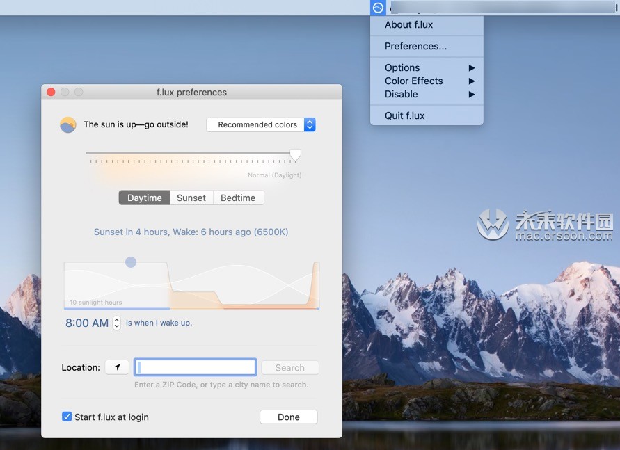 过滤屏幕蓝光工具f.luxforMac