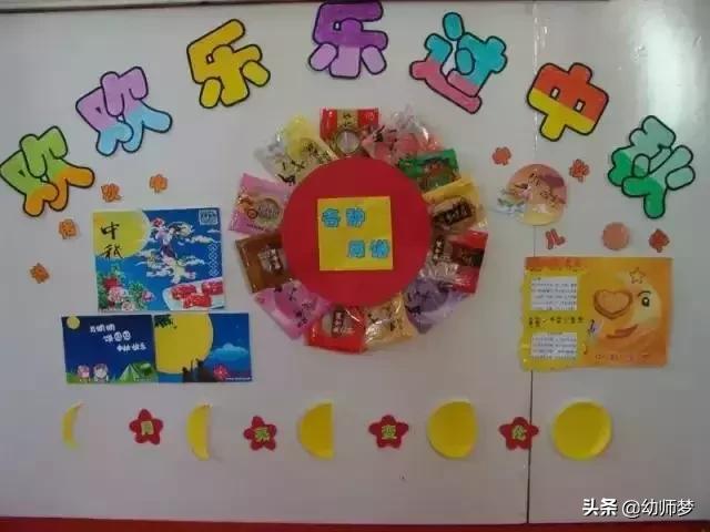 原木风幼儿园环创手工教程,幼儿园中秋节环创主题墙简单好看