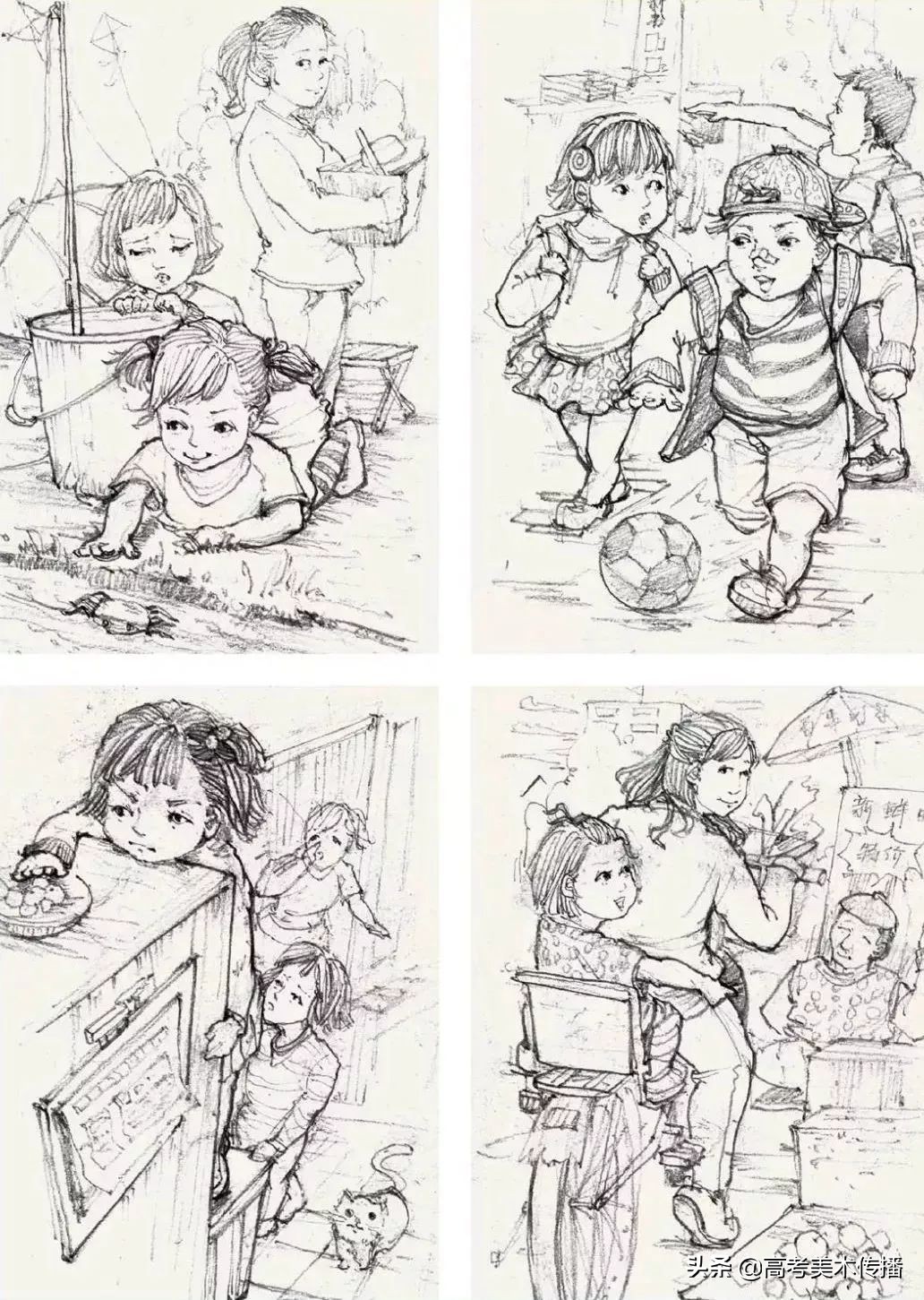 考前速写和大学速写,速写校考人像高分卷