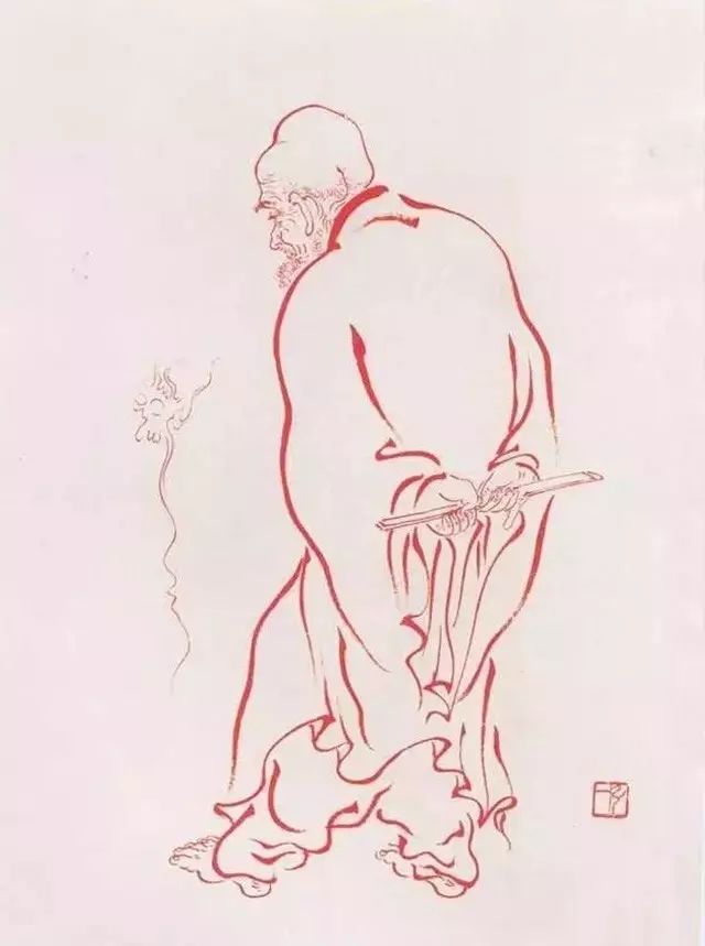 弘一法师的蓝底描金十八罗汉作品,弘一大师100万罗汉图写意