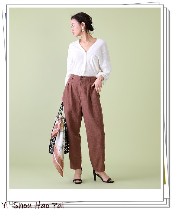 高端麻料抗起皱亚麻裤女,不起皱的亚麻裤阔腿裤