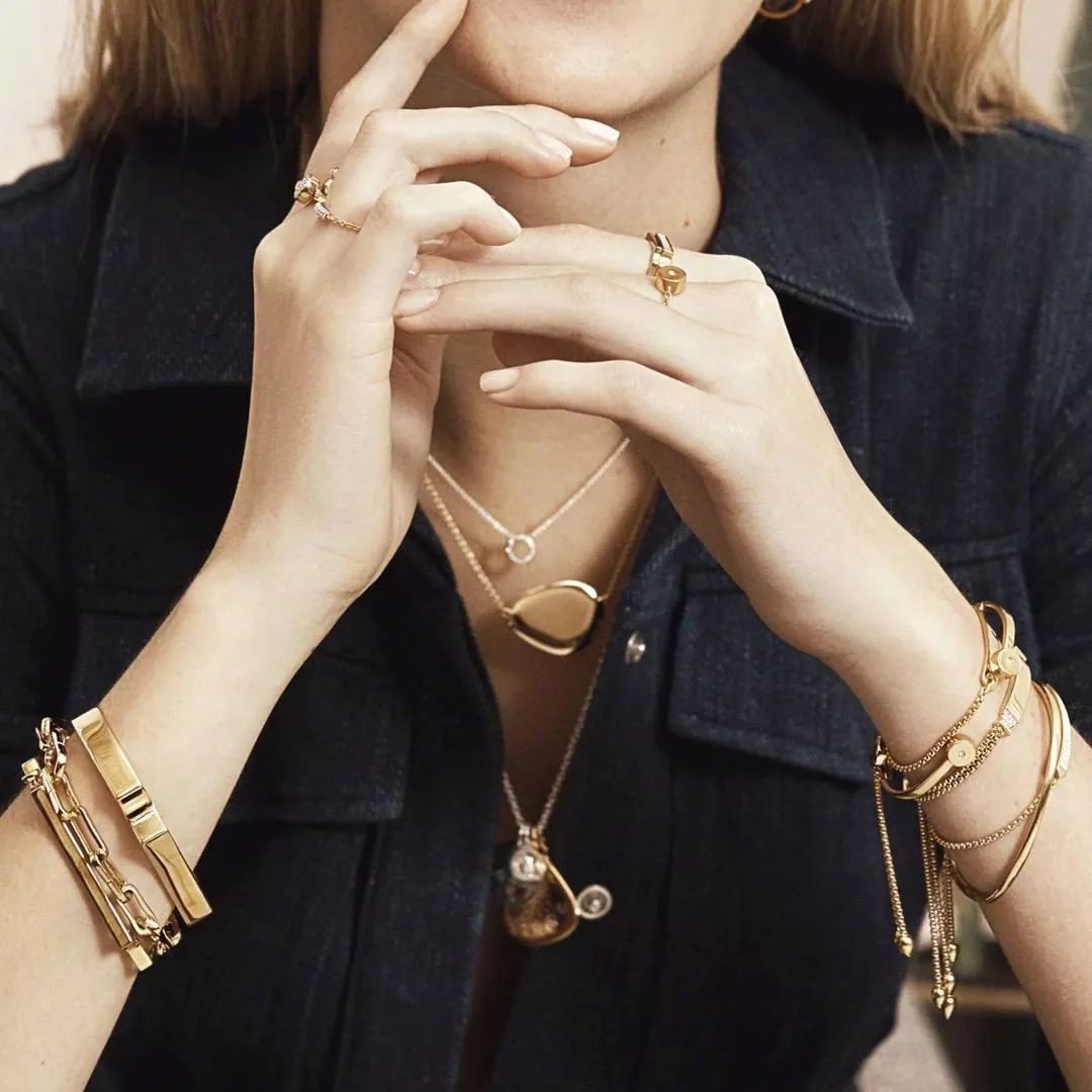 复古金重工项链,复古金项链配纯金吊坠