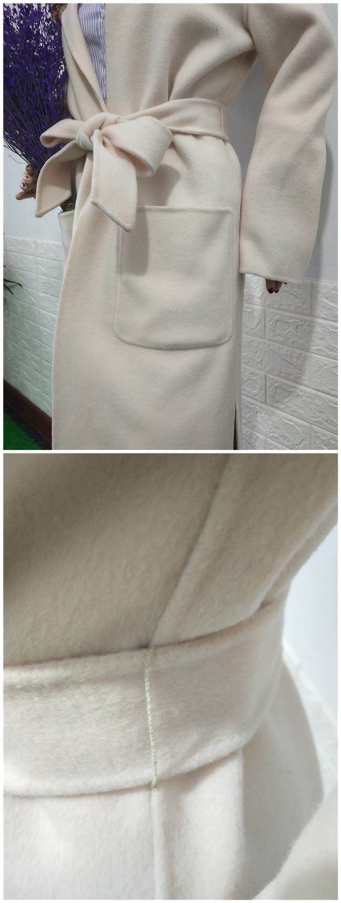 双面羊绒大衣的绒毛感很强,而且柔韧性极好