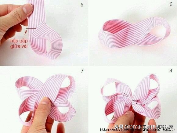 2.5厘米丝带古风蝴蝶结发饰教程,儿童古风丝带蝴蝶结发饰diy教程