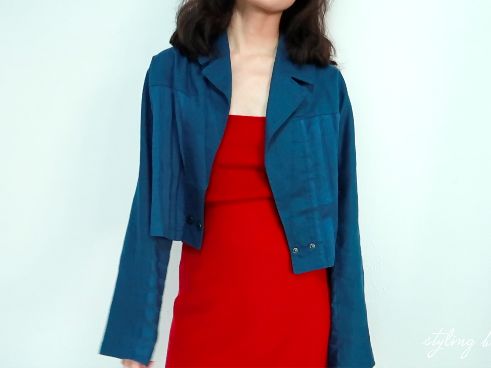 经典青色西装套裙秋冬穿搭,秋冬黑色西装连衣裙穿搭技巧