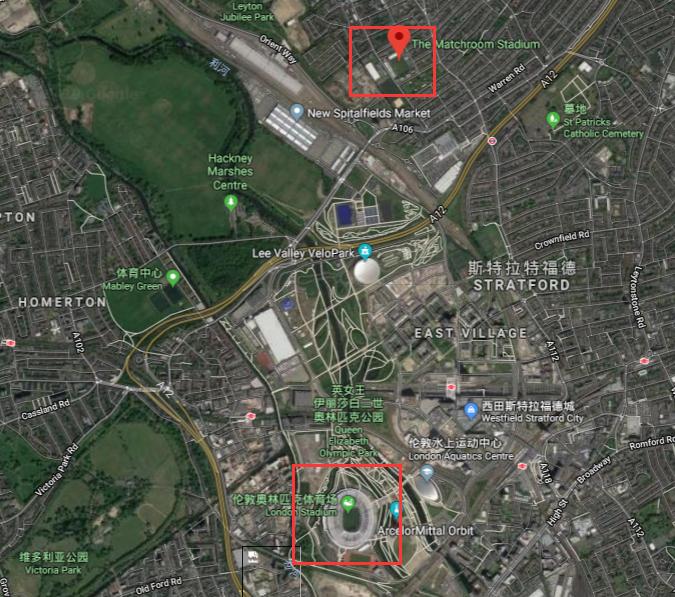 伦敦的著名足球场,用谷歌地图看地方