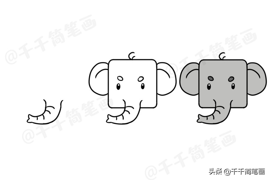 100个动物简笔画老虎,用圆形画各种小动物简笔画