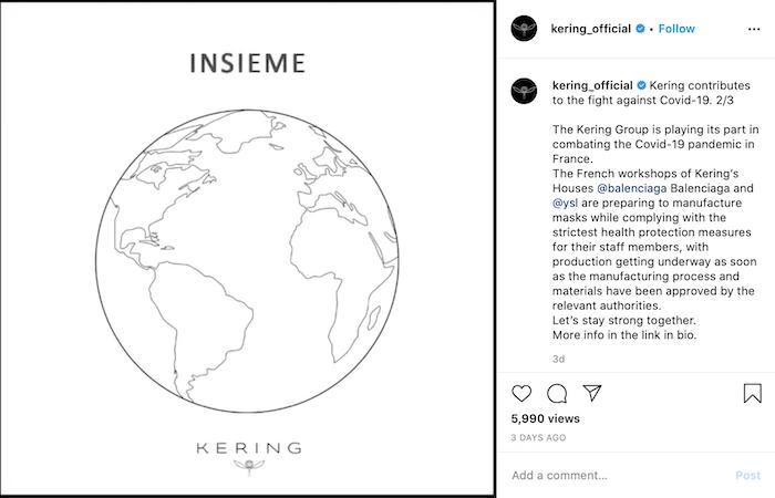 LV产洗手液Prada造口罩齐心抗疫全球奢侈品行业助力