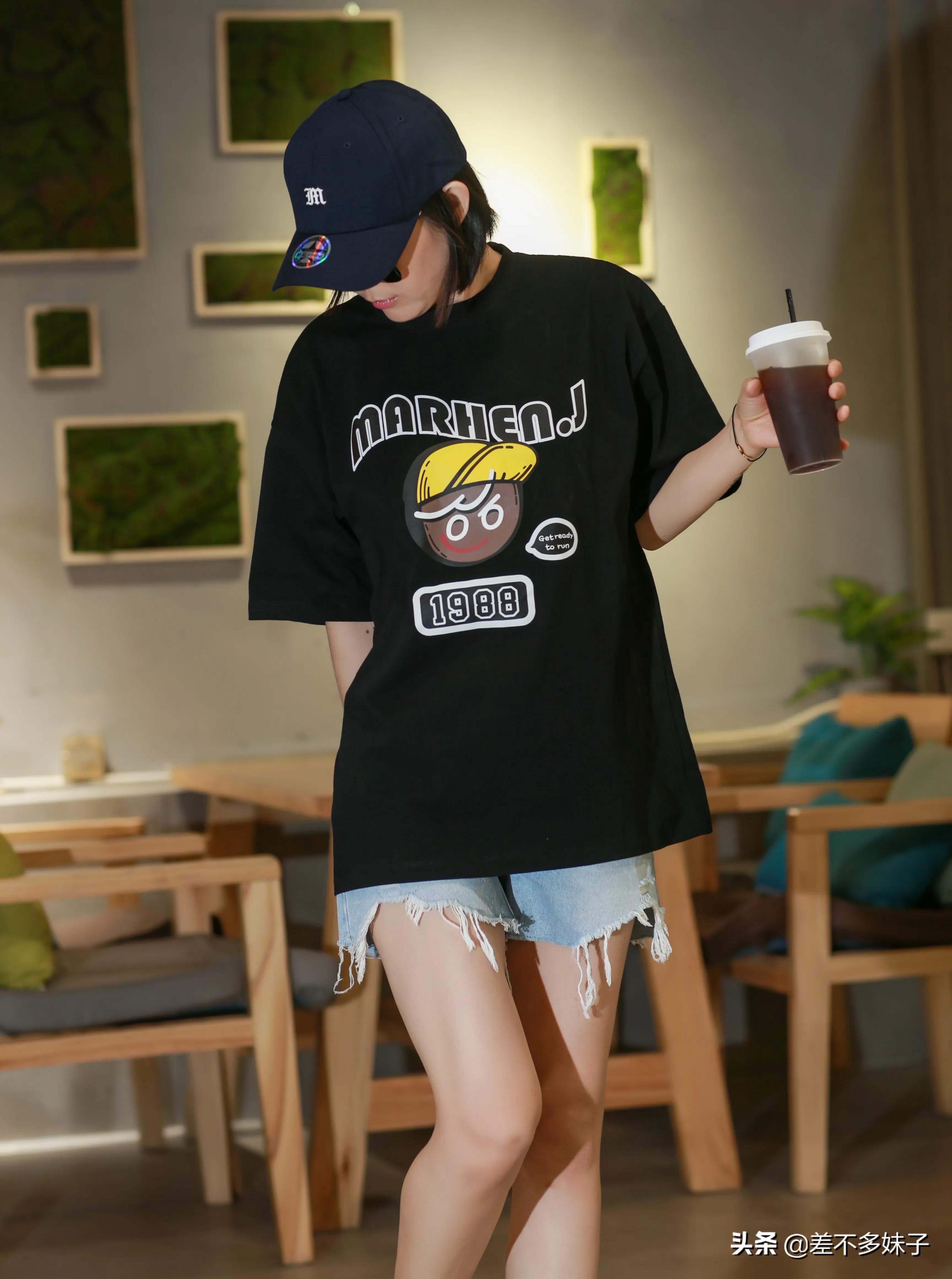 简约夏季宽松t恤ins潮牌,夏款韩系潮牌印花宽松大版t恤