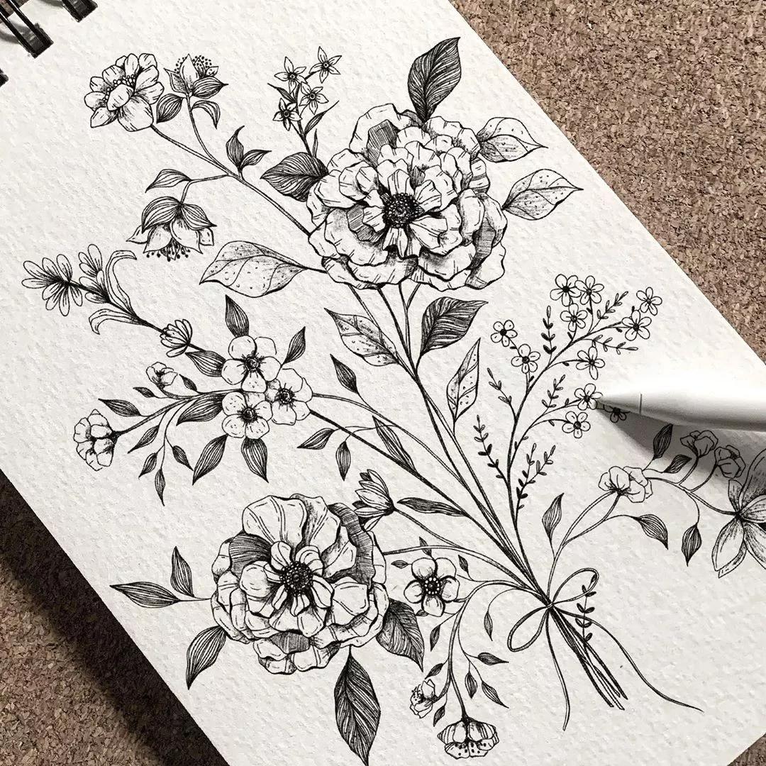 一看就懂的针管简笔画,针管笔入门手绘1000例临摹图