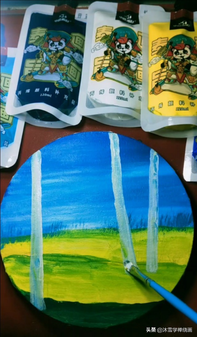 超简单日出的丙烯画教程,简单初学丙烯画夕阳倒影