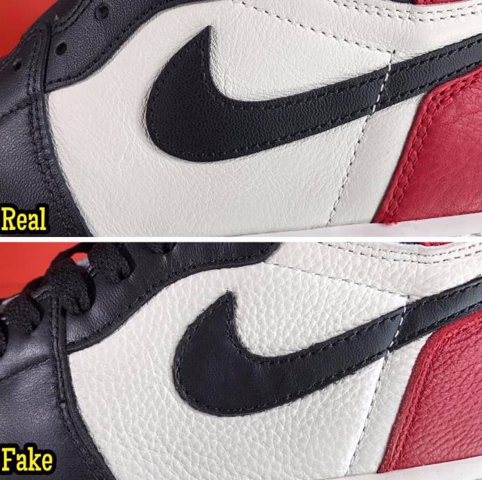 aj1mid芝加哥黑红脚趾真假鉴定方法,aj黑脚趾正品对比