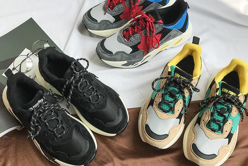 撞色潮鞋港风,潮酷休闲撞色鞋男生穿