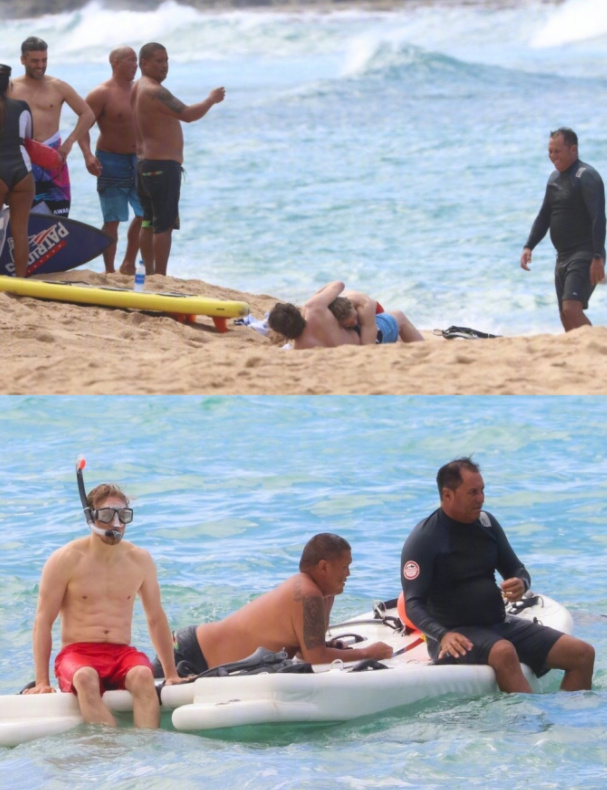 辣眼睛！大本、查理汉纳姆等海边嬉戏袒胸露乳上演男神肉体盛宴