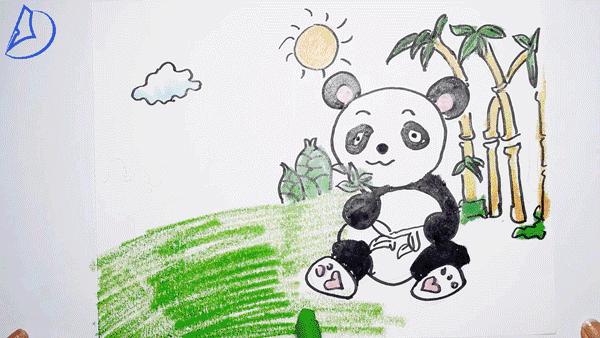 吃竹子的小熊猫怎么画简单又好看,怎么画正在竹林里吃竹子的小熊猫