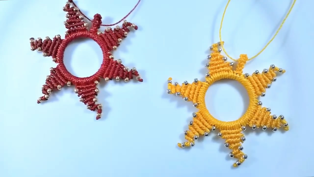 扁吊坠项链编织简单教程,手工编织太阳吊坠图解