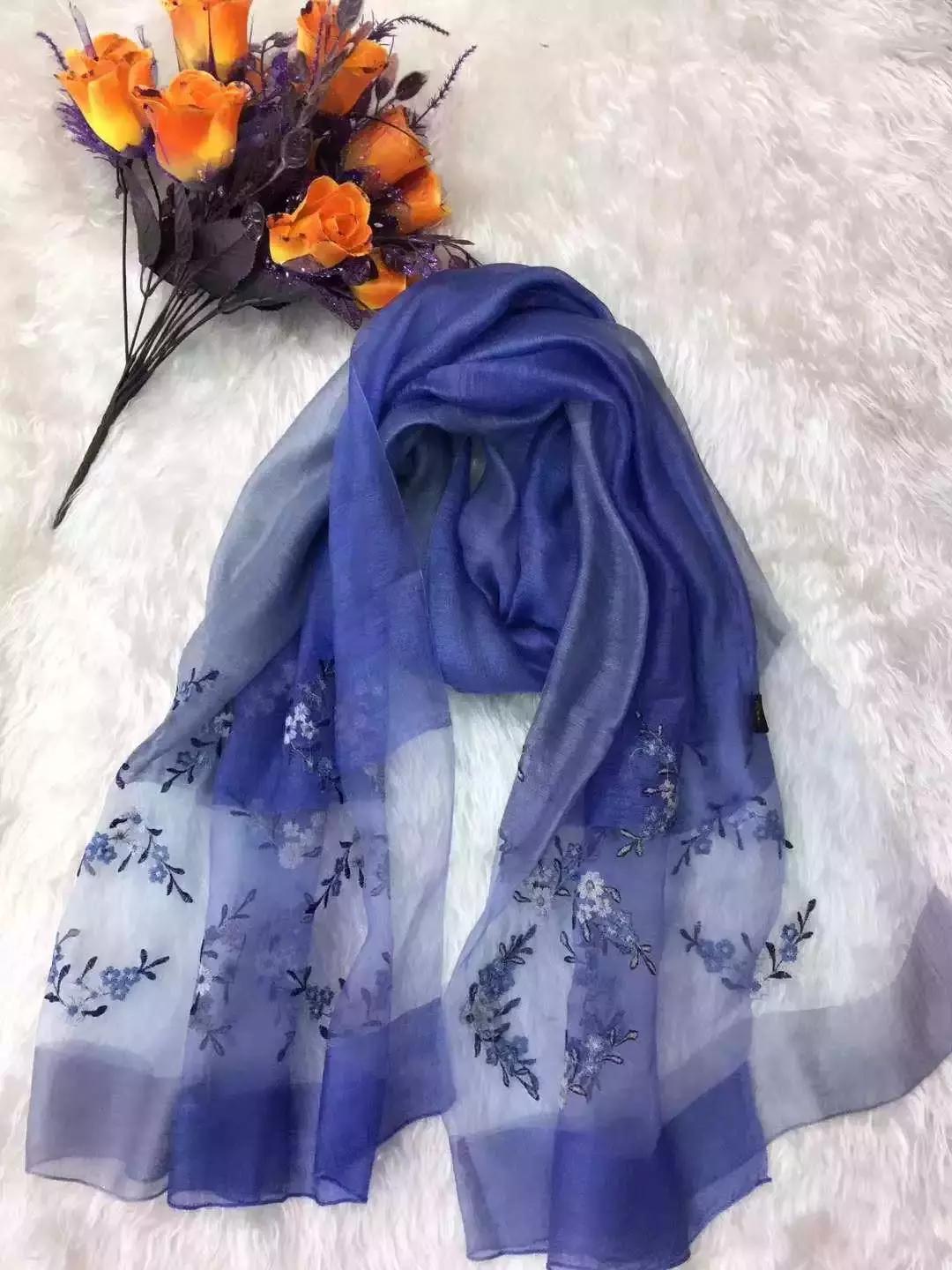 天丝刺绣丝巾,织围巾真丝