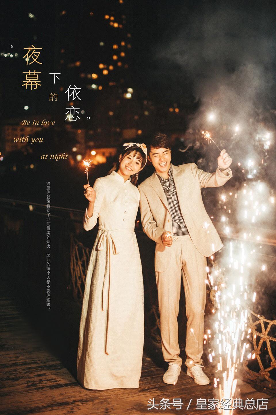 城市夜景街拍婚纱照,红色晚礼服婚纱照街拍夜景