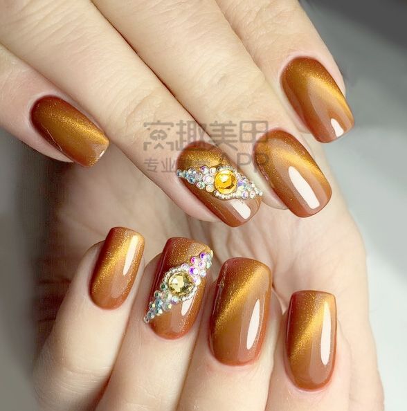 脏橘色美甲,one推荐美甲