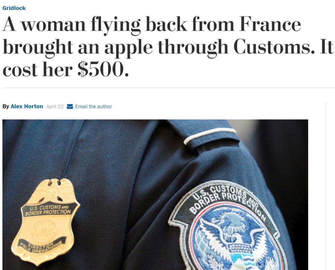 带个苹果下飞机,竟被罚500美元!这样的坑,很多人还不知道