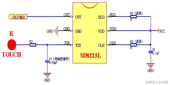 触摸单片机,触摸模块应用电路图