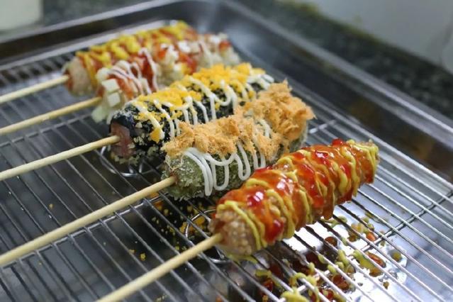 正宗的拉丝芝士热狗,韩国人芝士拉丝热狗