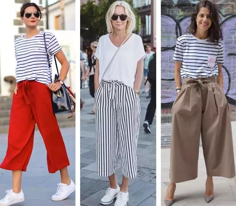 宽松t恤配阔腿裤慵懒,想要腿变长