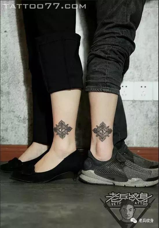 老兵手臂纹身作品欣赏,老传统小图情侣款纹身手稿