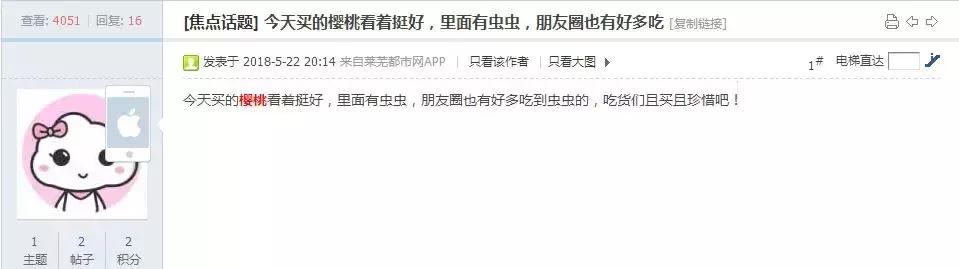 山东大樱桃有虫子吗,完整的大樱桃里面有虫子吗