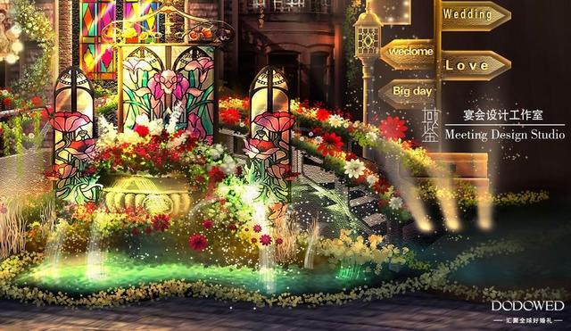 DODOWED婚礼手绘推荐系列之域鉴夜上海主题婚礼手绘作品