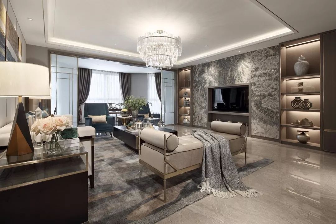 客厅电视背景墙简约小柜子效果图,2021现代简约背景墙效果图客厅