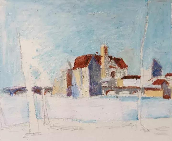 三分钟，教你用油画棒画一幅绝美风景画！