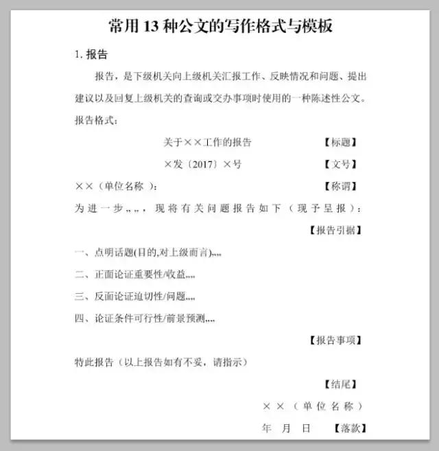 公务员考试申论常用公文写作模板,常用公文写作格式与范例大全